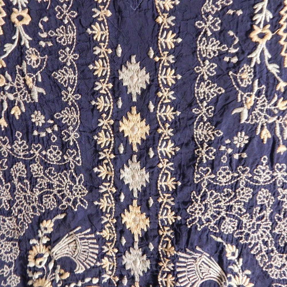 Johnny Was Paizyn 3/4-Sleeve Embroidered Blouse, Blue Night Sold Out - Picture 5 of 11
